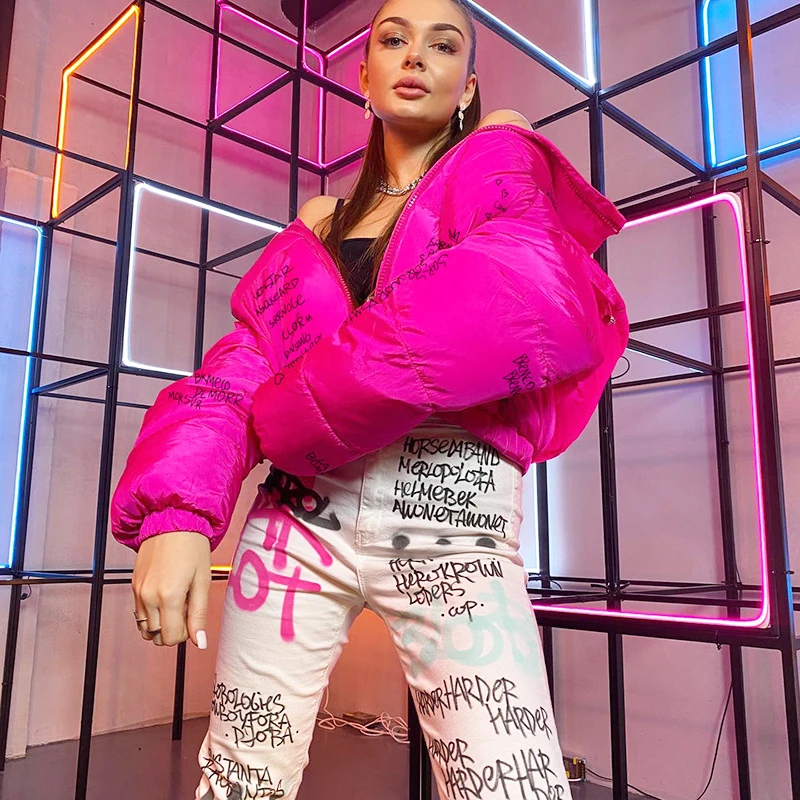 

Bubble Puffer Coats Crop Black Jacket Casual Thick Warm Down Cropped Coat 2023 Women Y2K Clothes Streetwear Winter Sexy Jakcets