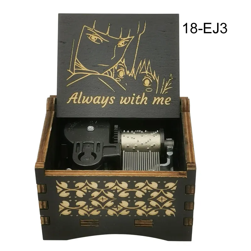 Spirited Chihiro Away Wooden Music Box Always-With-Me Laser Engraving Clockwork Type /Hand-operated Type Home Decoration Gift