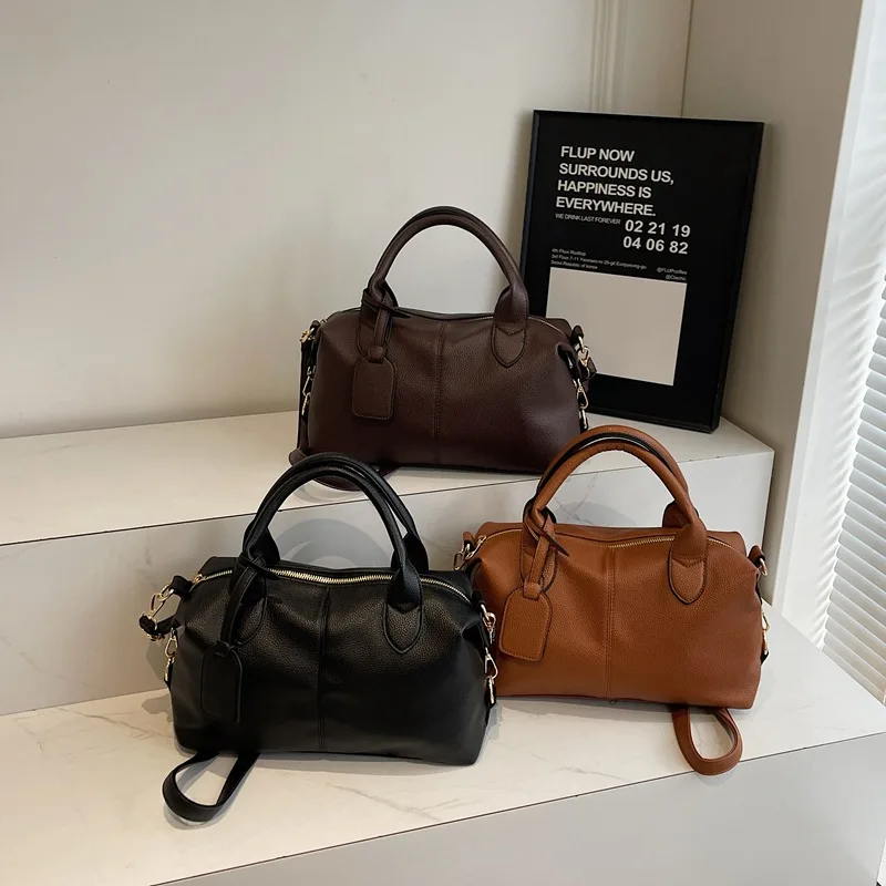 Retro Large-capacity Bag for Women 2025 Spring and Autumn Fashion Frosted Bag Portable Commuting Tote Bag