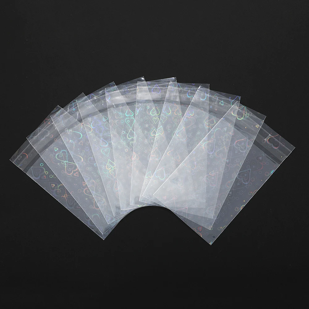 Card Holder Card Protector Idol Card Protector Photo Card Holder Memory Card Protector 50Pcs Laser Flash OPP Plastic Bags Jewelry Gift Packing DIY Photocard Holder Self Adhesive Cookie Candy Packaging Cellophane Bag