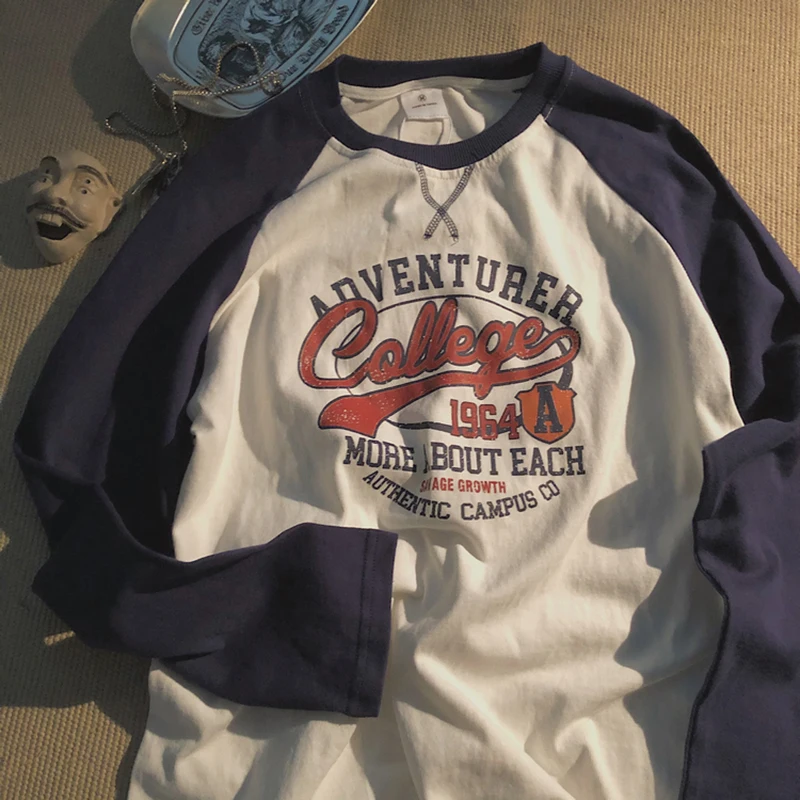 Dames T-shirts Tops Oversized Patchwork Haruku Koreaanse Grafische Mode Streetwear Kawaii T-shirt Esthetisch Lange Mouwen Y2k513_voghion.com