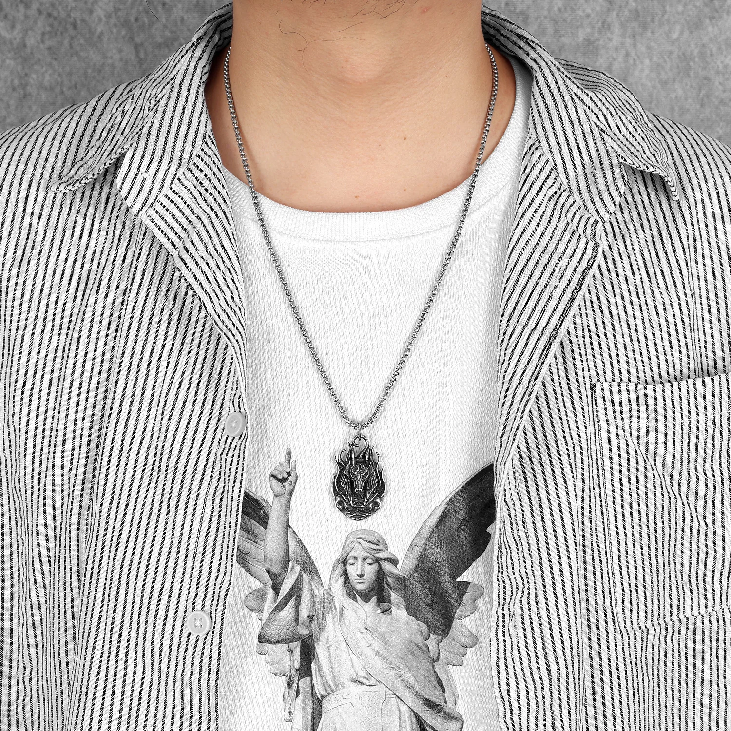 Death Anubis Necklaces Egyptian Myth Pendants 316L Stainless Steel Men Chain Punk Rock Rap for Male Jewelry Gift Dropshipping 5
