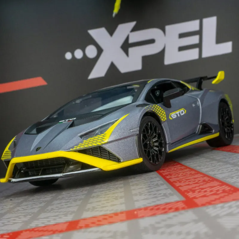 

1:24 Lamborghini HURACAN STO модель спортивного автомобиля из сплава, литой металлический суперкар, Модель гоночного автомобиля со звуком и фотографией, детские игрушки в подарок