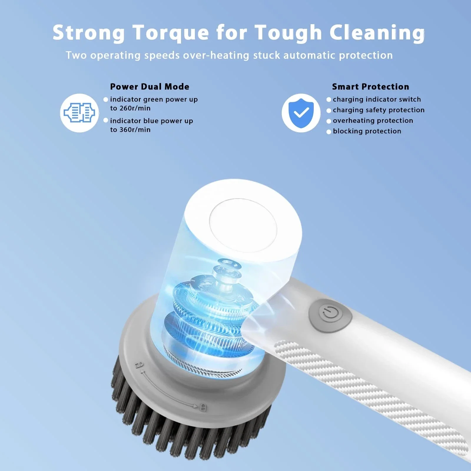 Xiaoda Wireless Electric Cleaning Brush Housework Kitchen Dishwashing Brush Bathtub Tile Professional Cleaning