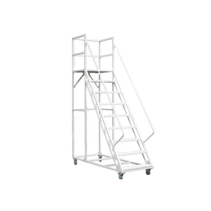 

Mobile wheeled climbing ladder platform shopping mall supermarket tallying ladder warehouse shelf ladder