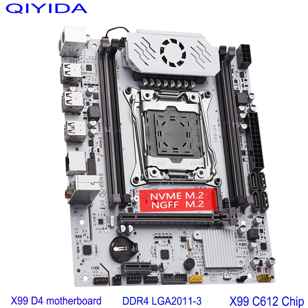 QIYIDA X99 Motherboard DDR4 RAM Support LGA 2011-3 Xeon E5 V3 V4 NVME M.2 Slot Processor X99 C612chip