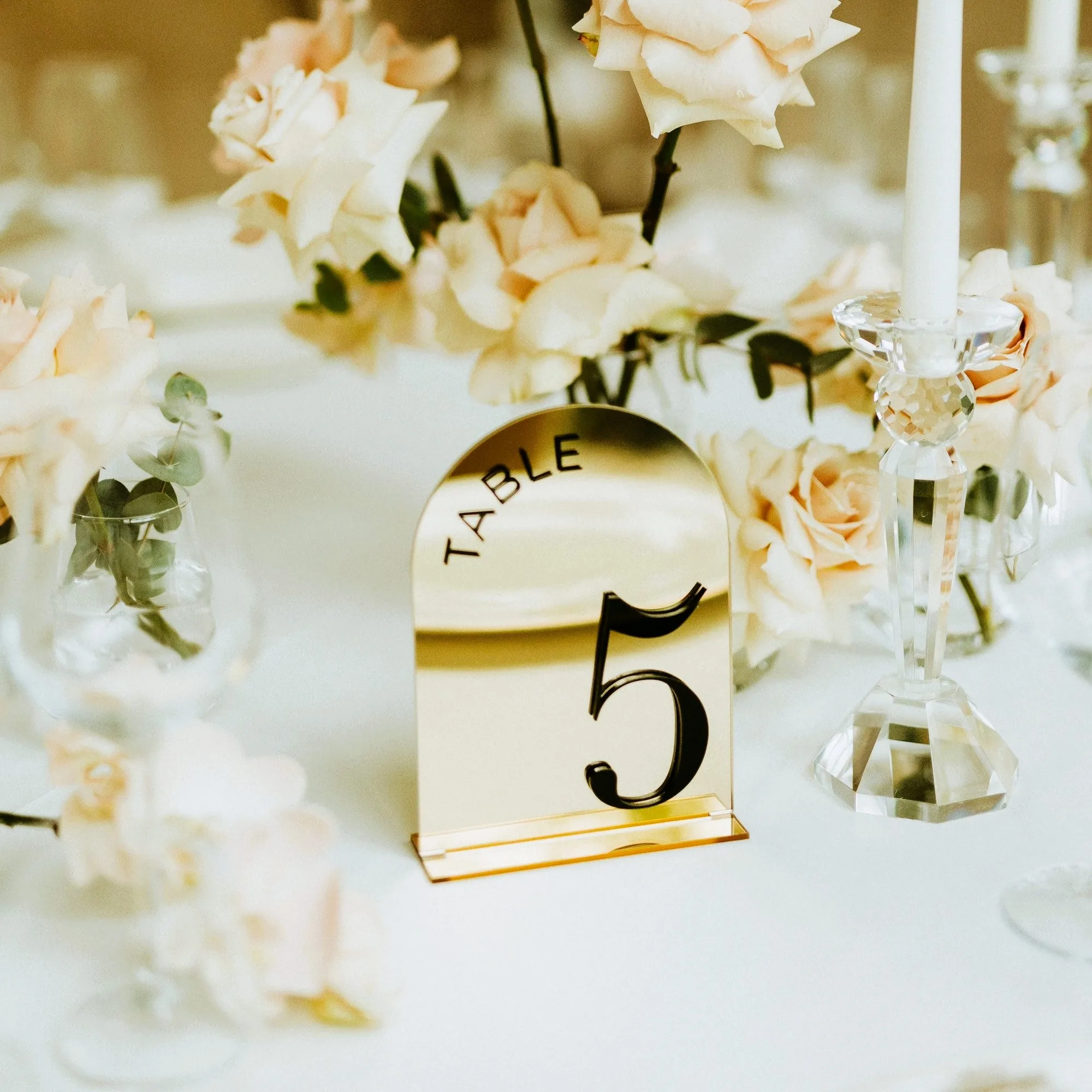 Arched Table Numbers Modern 3D Gold Mirror Table Numbers Wedding Signs Elegant Wedding Reception Decor Number Signs