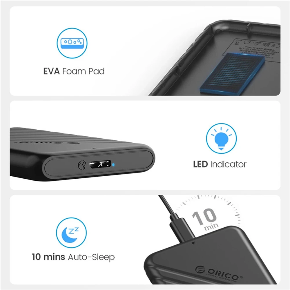ORICO HDD Case 2.5'' SATA to USB 3.0 Hard Drive Enclosure for 2.5 Inch SSD Disk HDD Box 6TB Storage Case External HDD Enclosure - 5