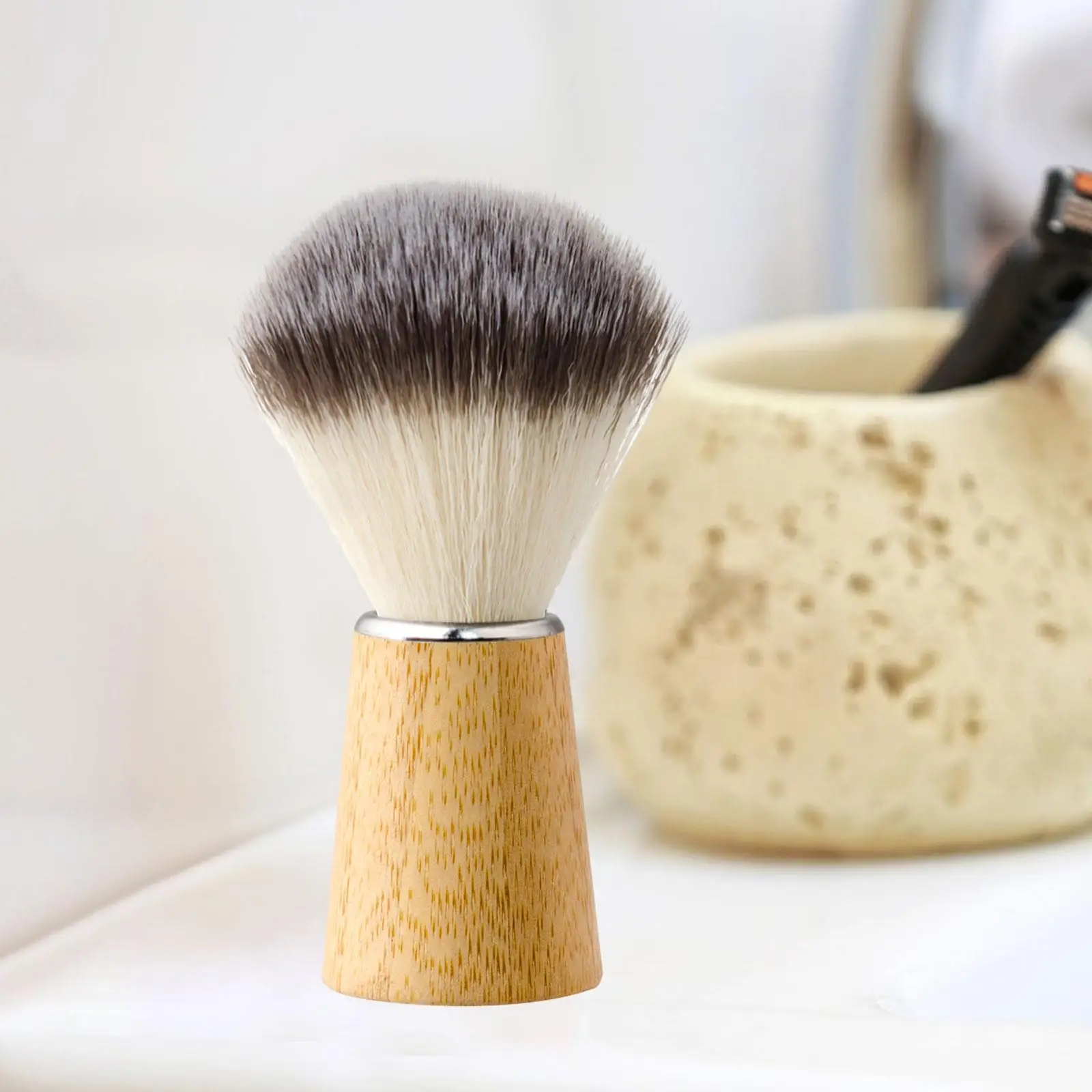 

Men Shave Brush Mens Shaving Cream Brush Facial Beard Cleaning Durable for Home Travel Lightweight Nylon Synthetic Bristles