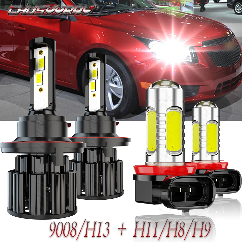 

CHUSYYRAY Compatible For Chevy Cruze 2011-2013 2014 2015 LED 9008 Headlight Hi/Lo Fog H11 Light Bulbs Combo Car accsesories