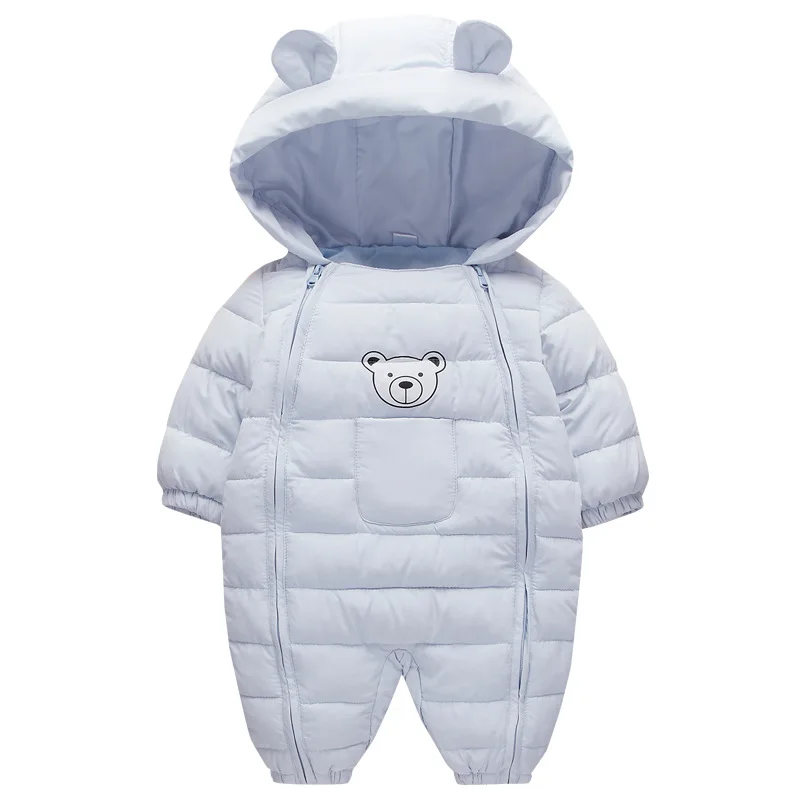 Autumn Winter Baby Girls Romper Thick Cartoon Ear Hooded Baby Boys Snowsuit Toddler Cotton Overalls Newborn Jumpsuits