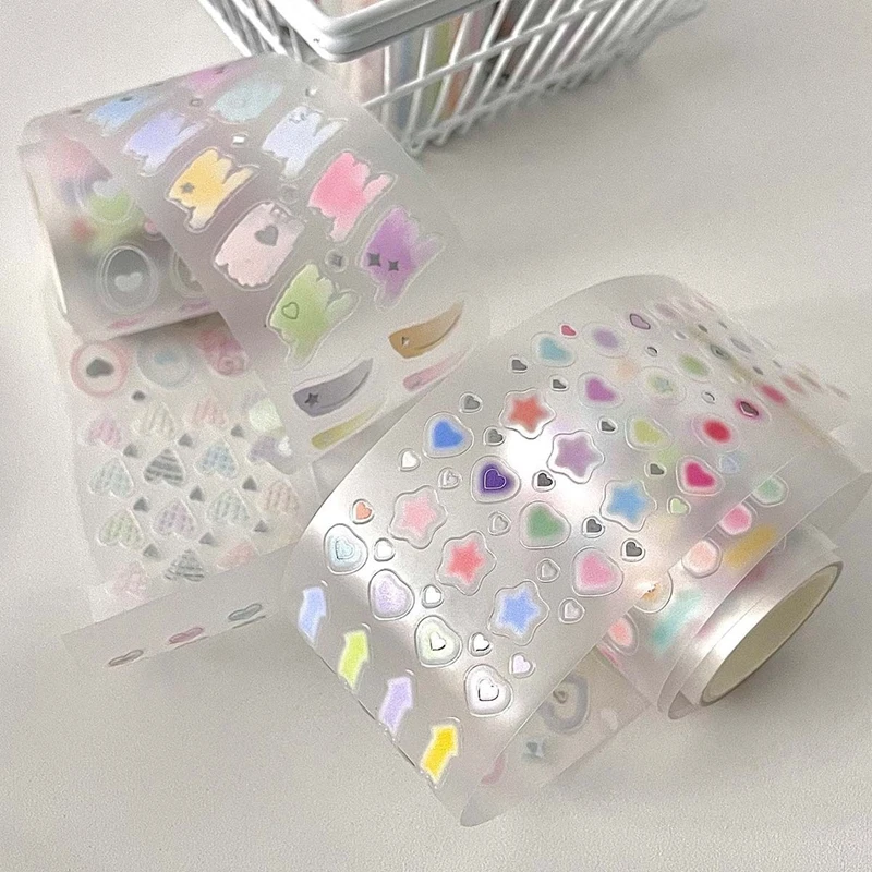 Korean Ins Cute Star Heart Basis Tape Scrapbooking Journal Decorative Adhesive Tapes DIY Material Sticker Stationery 3