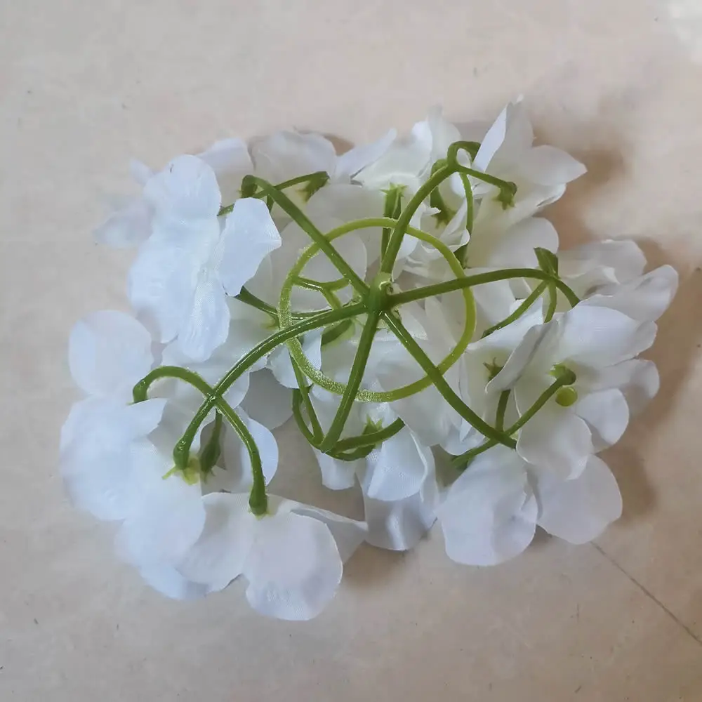 Artificial Silk Hydrangea Flower Head Wedding Path Decoration Bouquet Filler Home Hotel DIY Flowers Wall Accessories 50pcs