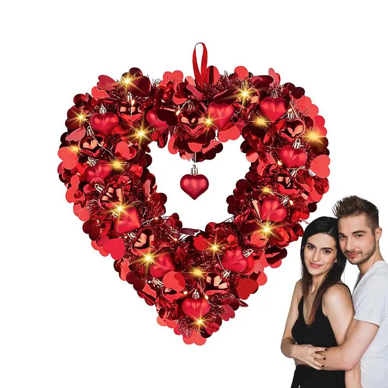 

Венок в форме сердца на День святого Валентина, блестящий венок в форме сердца, венок для признания, настенное украшение для праздника