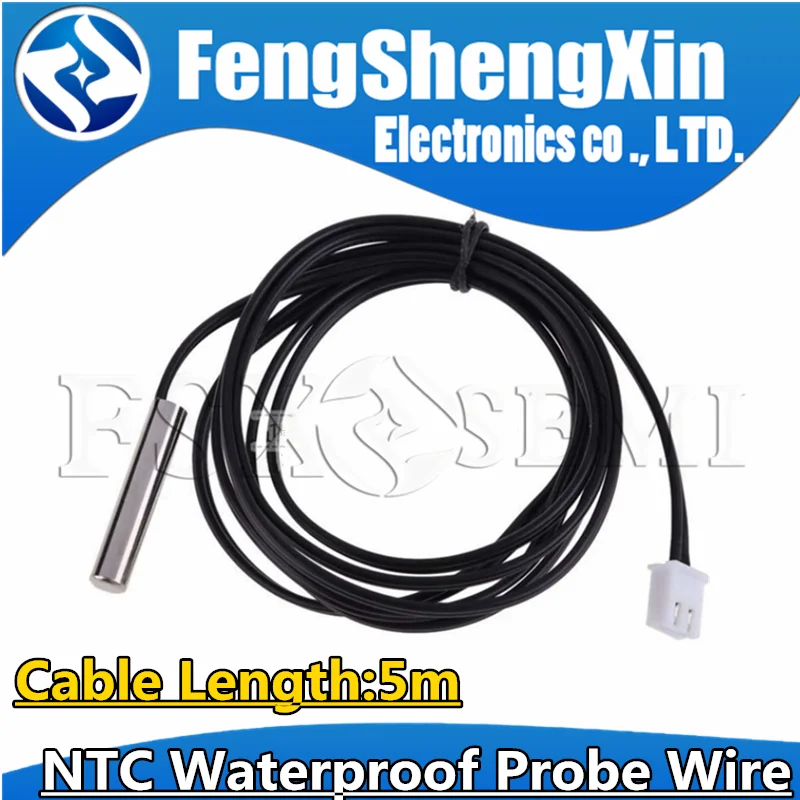 5m NTC Waterproof Probe Wire B3950 3435 3470 2K 5K 10K 15K 20K 50K 100K 1% Precision Epoxy Thermistor Temperature Sensor