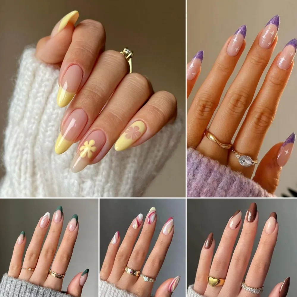 24P Acrilico Artificiale Lunga Bara Sticky On Nail Ballet Girl Press On Nails Tip Seamless Rimovibile Nail Art Unghie Finte Finite