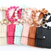 2024 New PU Card Holder Silicone Beaded Bracelet Keychain Card Holder Women's Wallet   Leather Woven Card Bag Zero Wallet 5