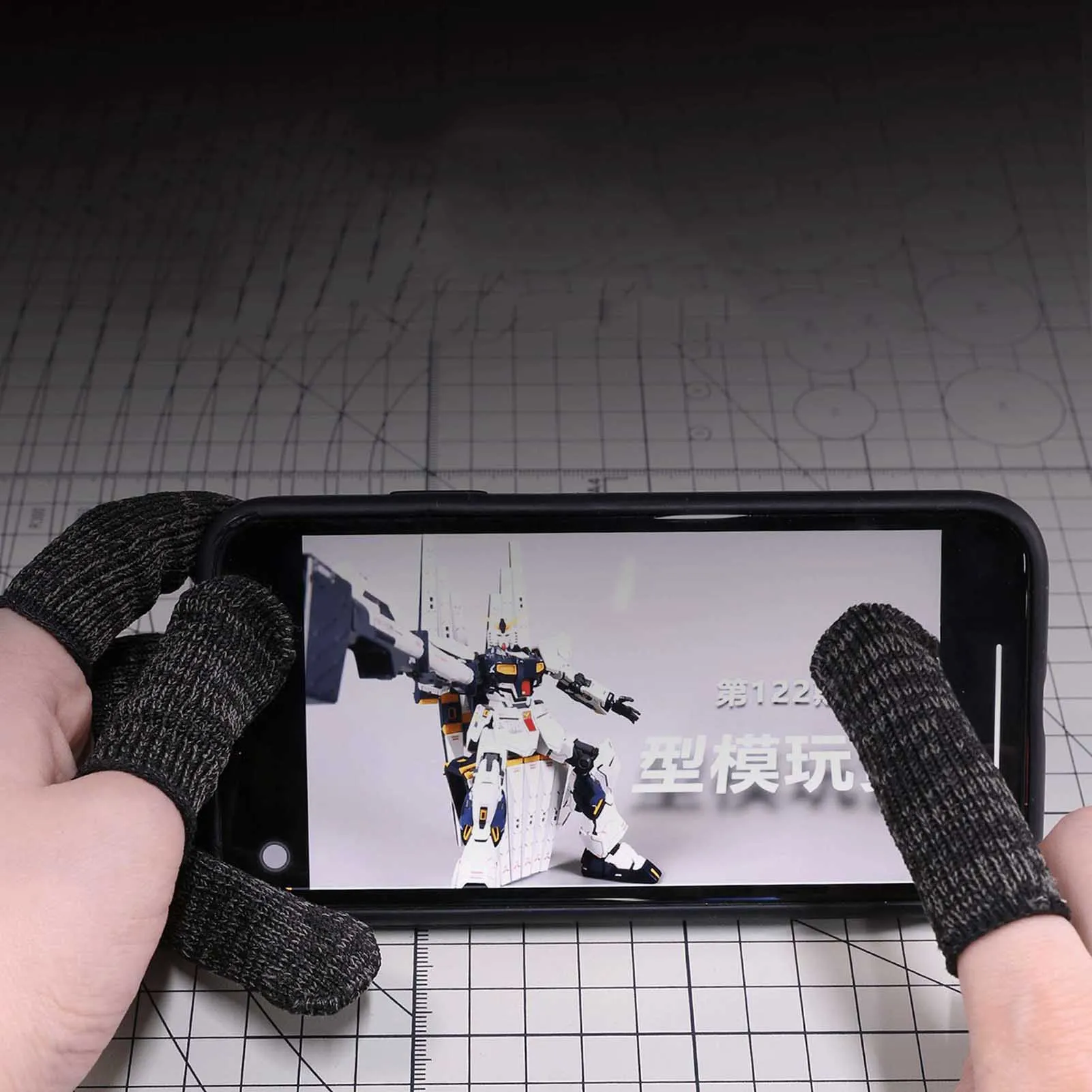 6PCS CF-01 Cut Resistant Gloves Finger Black 3Pcs Long Style + 3Pcs Short Style rubber gloves