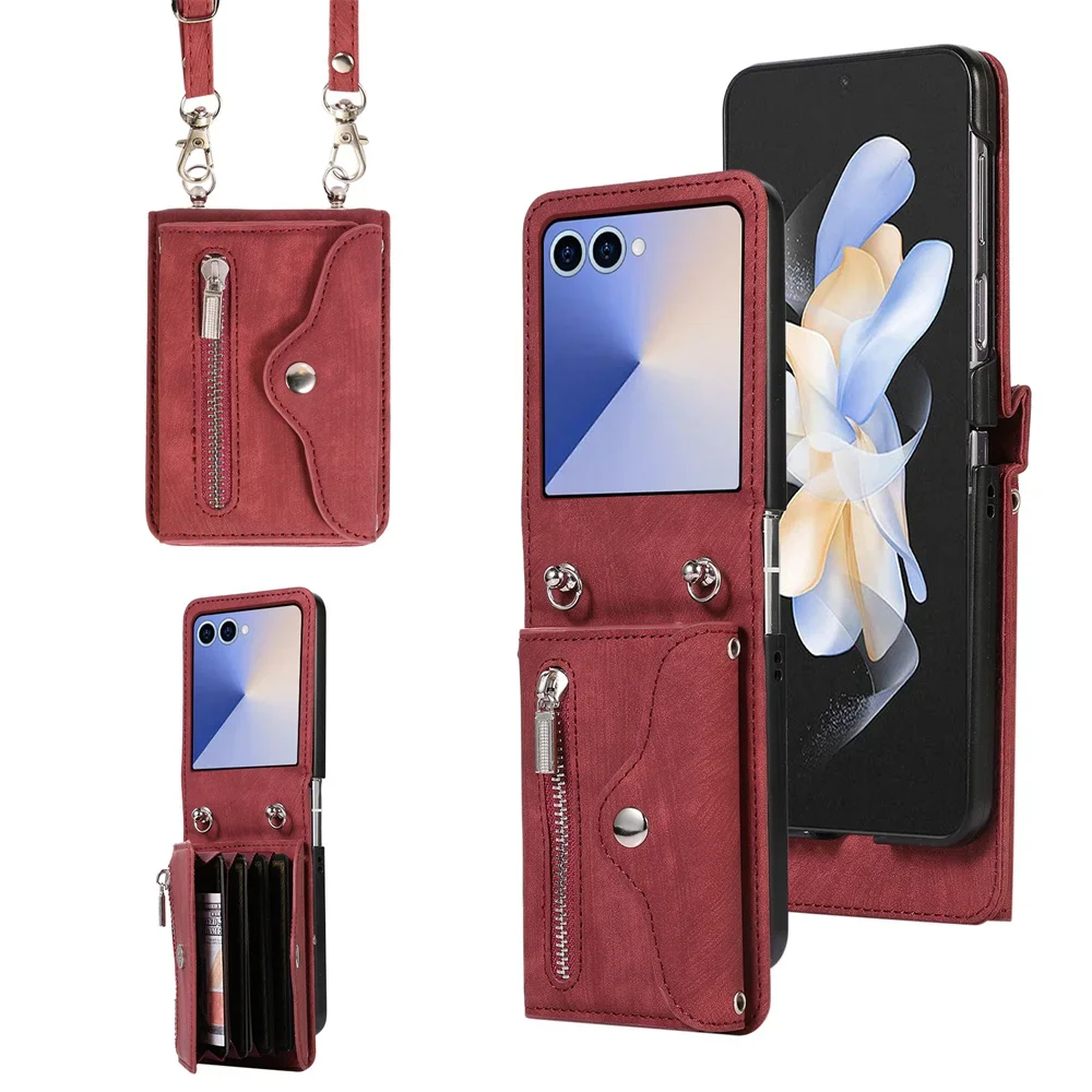 Elegant Leather Crossbody Zipper Wallet Phone Case with Card Holder