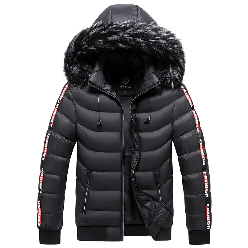 New Men Hooded Fur Collar Winter Jackets Warm Parkas Good Quality Male Slim Fit Winter Coats Hat Detachable Casual Down Jackets 4