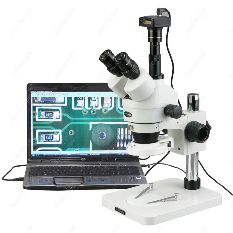 

AmScope Supplies 7X-45X Dissecting Circuit 144-LED Zoom Stereo Microscope with 5MP Digital Camera