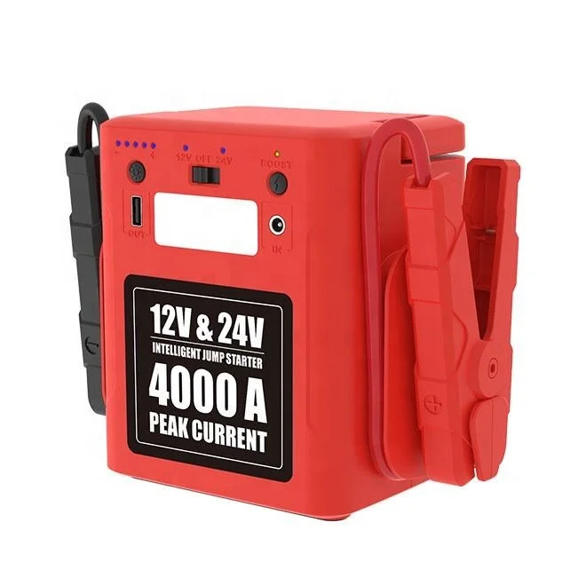 4000 Amp with lithium battery car battery charger jump starter 12v 24v 40a  for heavy duty truck