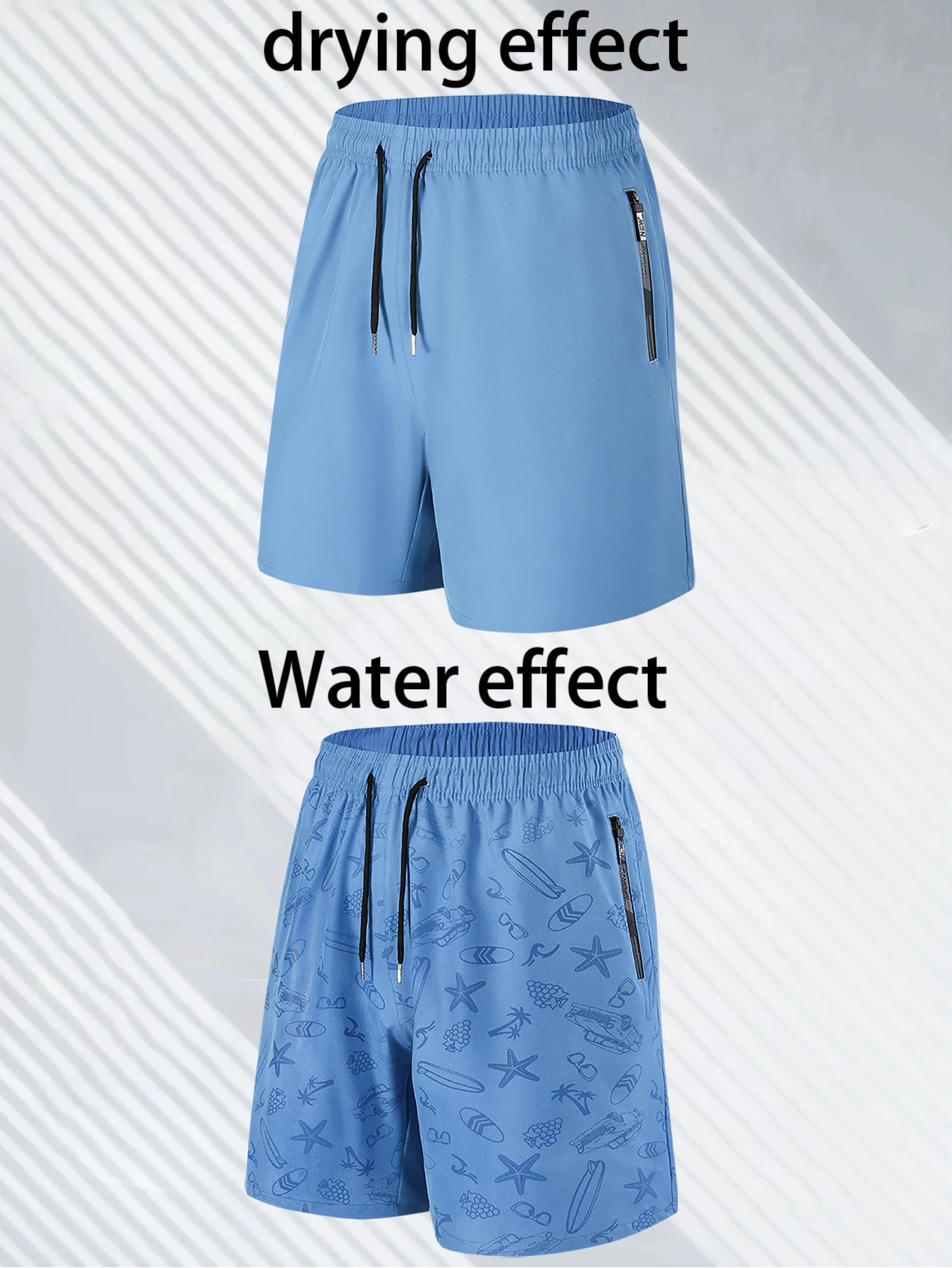 Men's Quick Dry Water Activated Color Changing Shorts Casual Beach Swim Trunks with Zipper Pockets Lightweight Breathable Runnin