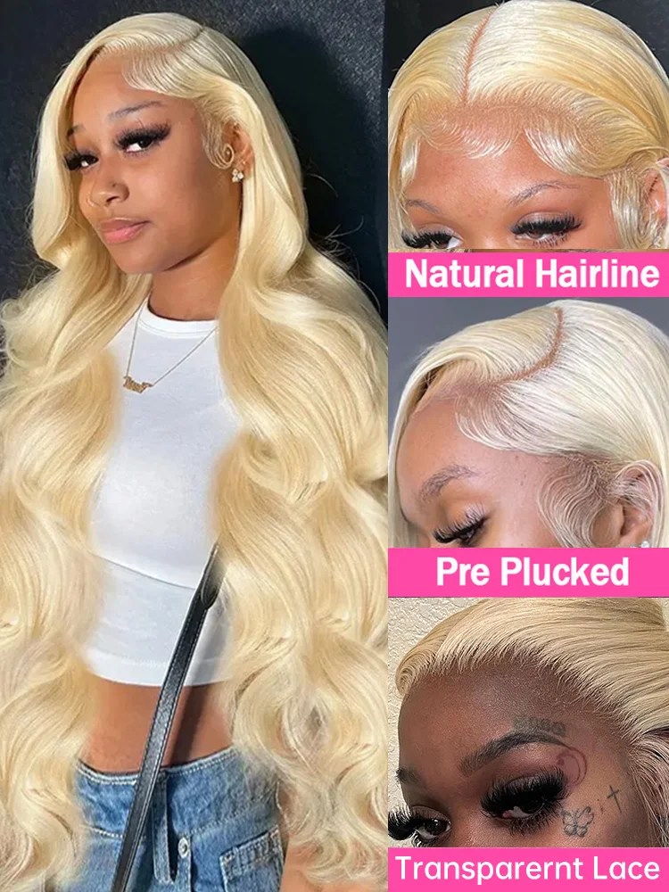 360 Full Lace Wig Human Hair Pre Plucked 613 Lace Frontal Wig 13x6 Remy Brazilian Long Transparent Blonde Wigs For Women