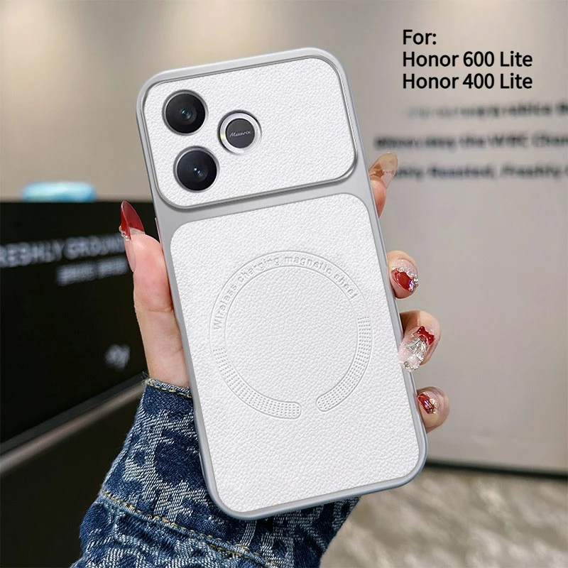 Lychee Pattern Magnetic Ultra-Thin Case with Wireless Charging Compatibility