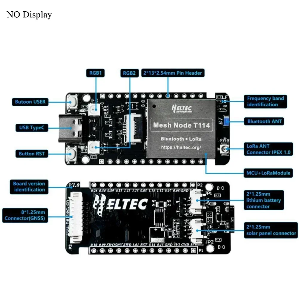 Heltec Mesh Node T114 LoRa BLE 868MHz 915MHz nRF52840 SX1262 TFT