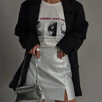 Mode européenne américaine lettre impression graphique femmes t-shirt 90s Design Y2K Hip Hop haute rue à manches courtes Couple hauts 6