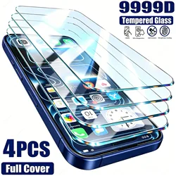 Premium Tempered Glass Screen Protector - 4 - Pack Ultra - Clear Protective Film - 4 Pieces (For iPhone 14 Plus)