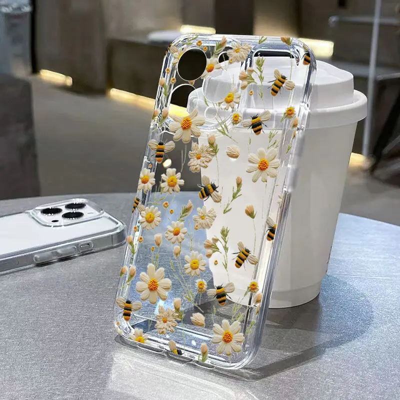 Honeybee Floral Phone Case - Elegant Design