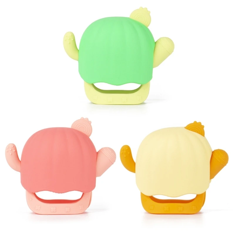 

Never Drop Baby Teething Toy Cactus Chew Toy Silicone Hand Teether