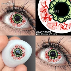 Vibrant Crazy Halloween Anime Cosplay Colored Contact Lenses - 1 Pair (SCARY - WHITE)
