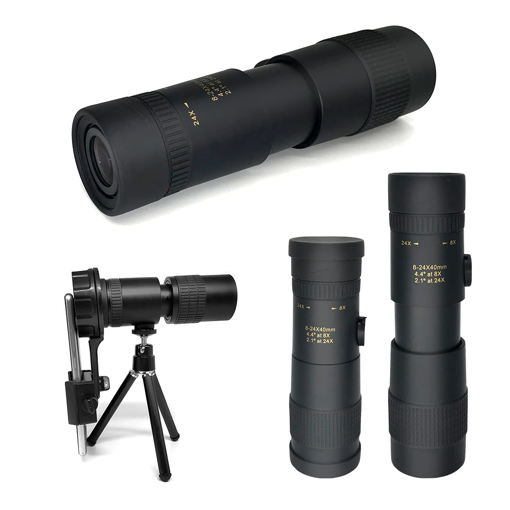 

TONTUBE 8-24x40mm Zoom Monocular Professional Bak4 Lens High Power HD Low Night Vision Telescope For Hunting Tourism Camping