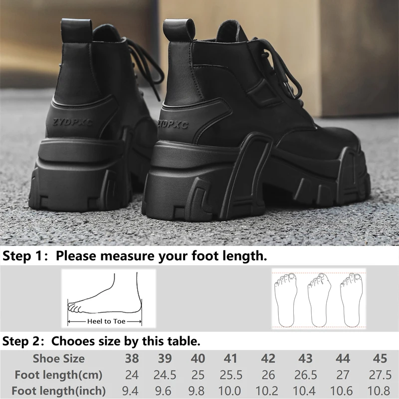 Men Boots 2024 Thick Bottom Mecha Style Brand Comfortable Fashion Boots Leather - 3