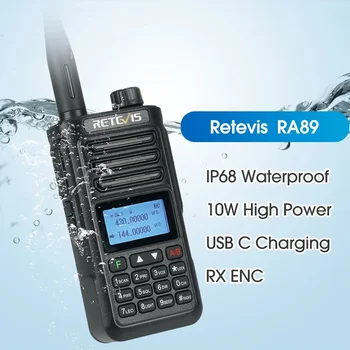 Retevis RA89 Walkie Talkie USB C Charge IP68 Waterproof 10W 1