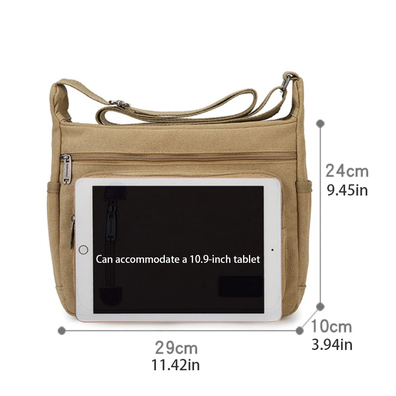 Men's Multi Pocket Casual Shoulder Bag - Adjustable Shoulder Strap, Zipper Closure, Ideal for Daily Commuting