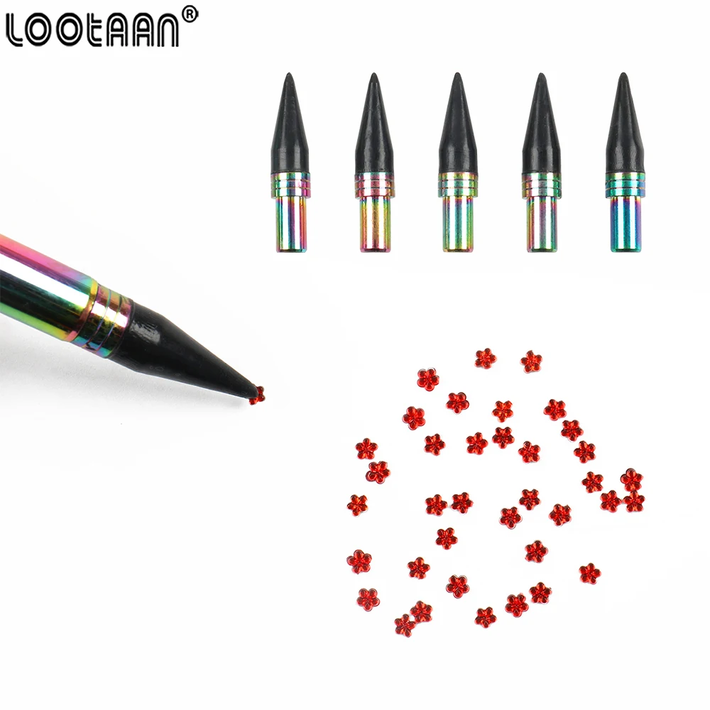 1 PCS Dazzling Dual-ended Nail Dotting Wax Pen Replaceable Head Rhinestones Gems Picker For Acrylic Nails Crayon Nail Art Tools 5