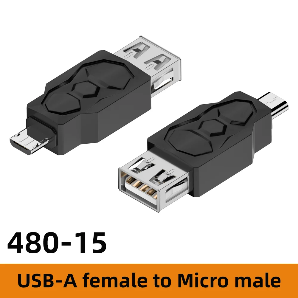 Dual USB to Micro/Mini USB Adapter Converter - Male to Female, 480Mbps Transfer Rate