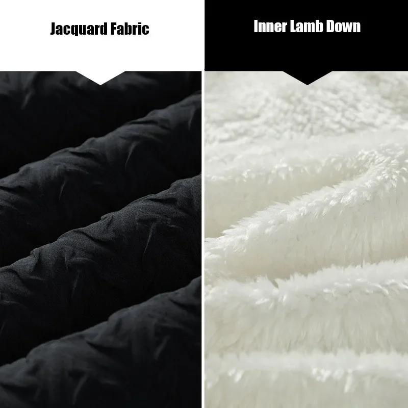 Down Cotton Coat Men's Thousand Bird Checker Winter Fashion Brand Lamb Fleece Coat Cotton Coat Couple's Winter Cotton Coat