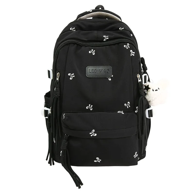 Stylish Youthful Campus Backpack for Girls - Adorable Sweet Design in Breathable Nylon