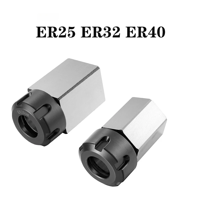 

NEW Square ER25 ER32 ER40 Chuck Block Hard Steel Hex ER Spring Chuck Seat for CNC Lathe Engraving Cutting Machine Tool Holder