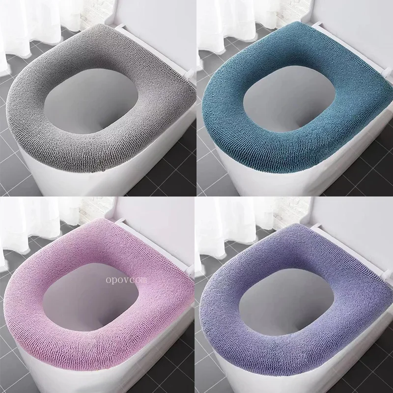 Toilet Seat Cover Toilet Mat Universal Pure Color Toilet Seat Cushion Pad Soft Warm Washable