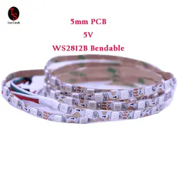 1/2/3/4/5M bendable S shape type Addressable WS2812B  5mm 8mm PCB ws2812  RGB LED pixel strip 60leds 60pixels/m 5V full color