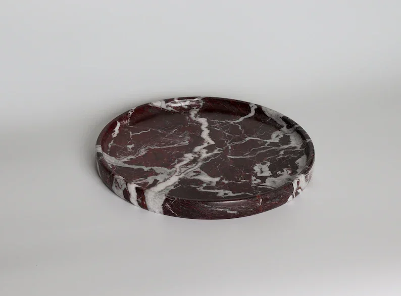 D20x2cm Design Luxury Red Round Rosa Levanto Marble Tray Holder Collection Jewellery Display Serving Tray Jewelry Storage 4