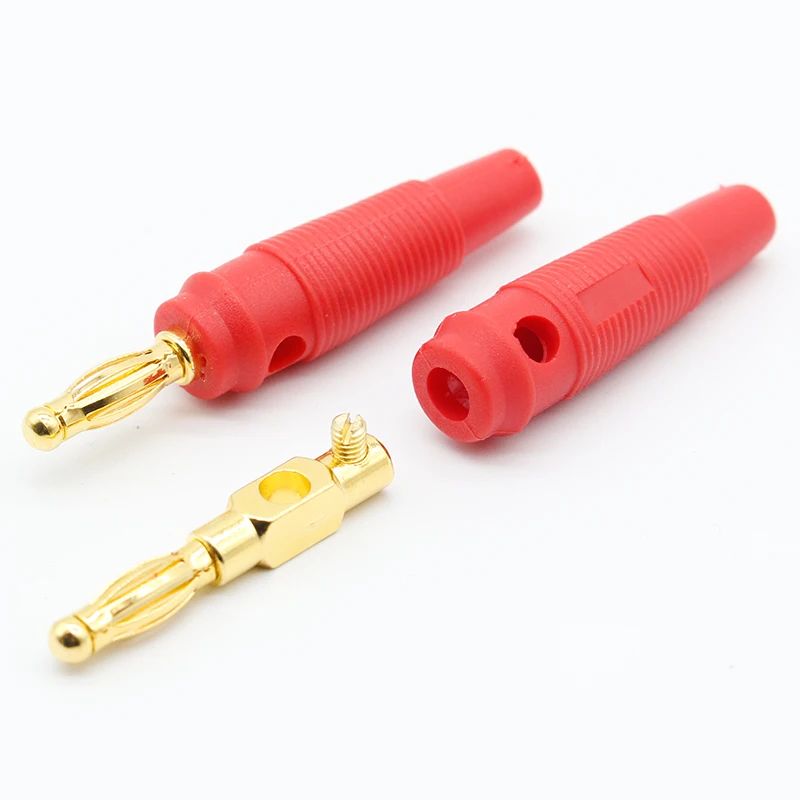 4pcs New 4mm Plugs pure copper Gold Plated Musical Speaker Cable Wire Pin Banana Plug Connectors