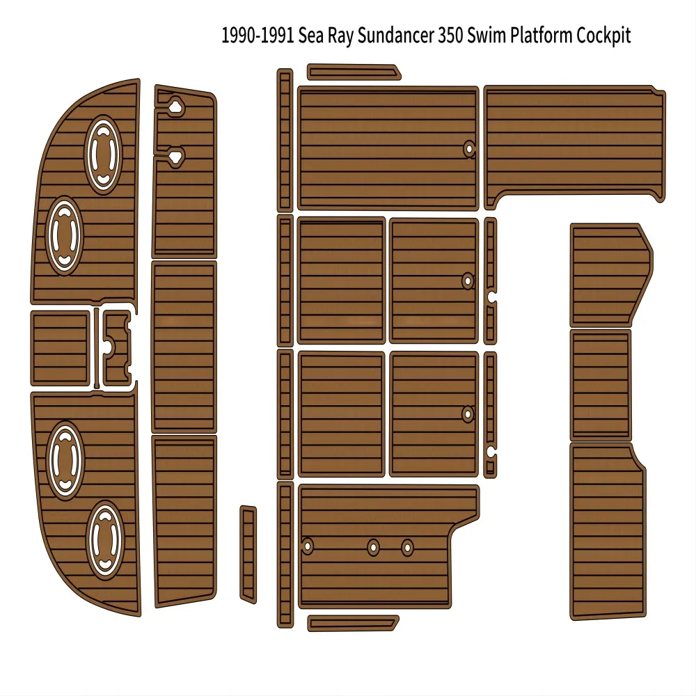 1990-1991 Sea Ray Sundancer 350 Swim Platform Cockpit Pad Boat EVA Teak Floor SeaDek MarineMat Gatorstep Style Self Adhesive swim