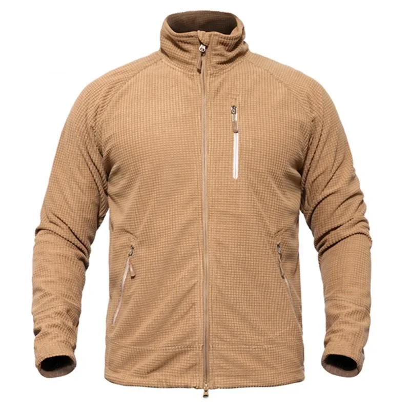 Autumn and Winter New Fleece Warm L3 Tactical Men's Jacket Solid Color Casual Loose Multi Pocket Zippered Outdoor Sports Coat